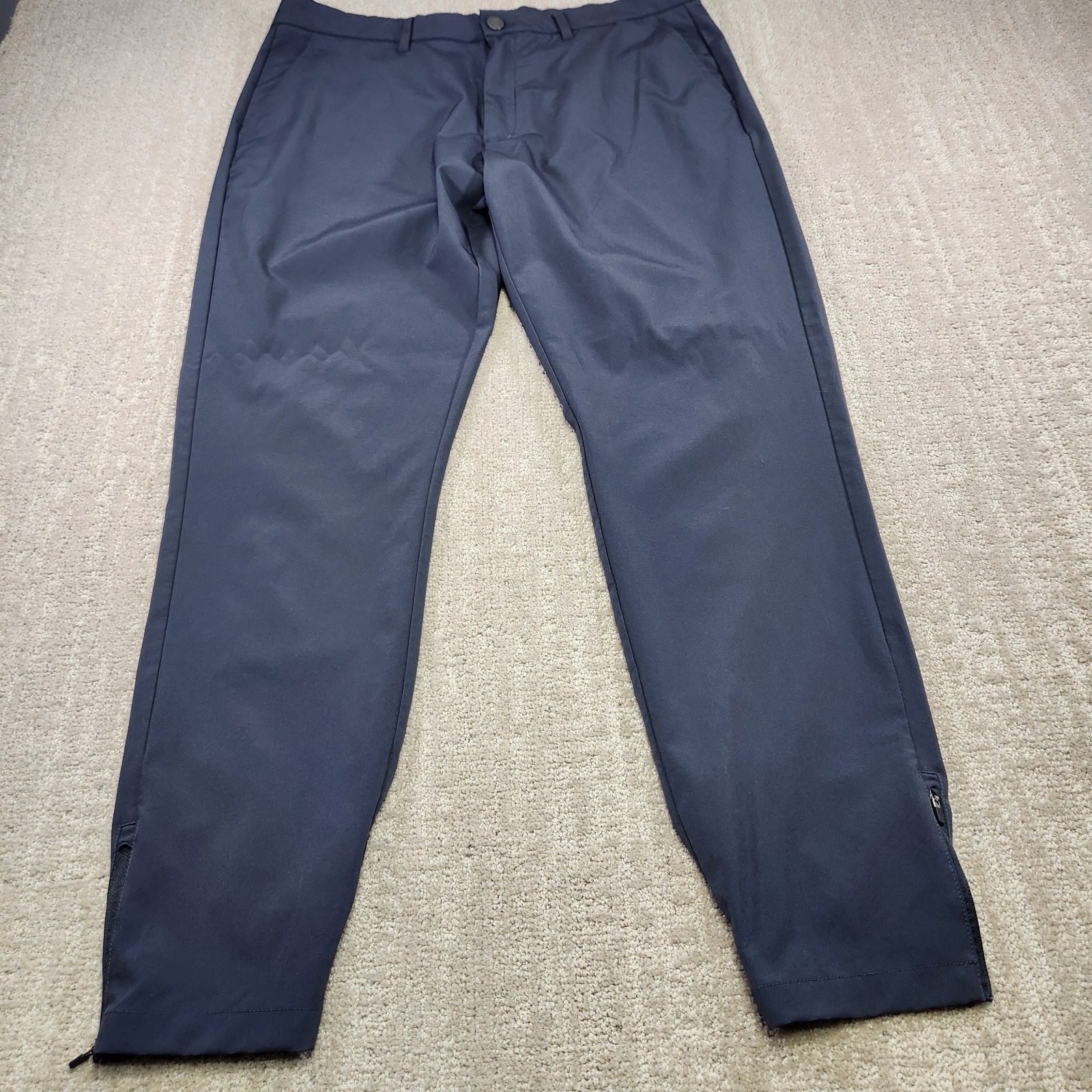 Primo Golf Jogger Pants Men 36 Tall Golf Chino Slim Fit Ankle Zip Gray Woven